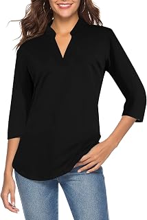 CEASIKERY Women's V-Neck Tunic Blouse Casual Shirt