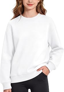 JOCMIC Girls Oversized Sweatshirt Drop Shoulder Crewneck Fall Sweater