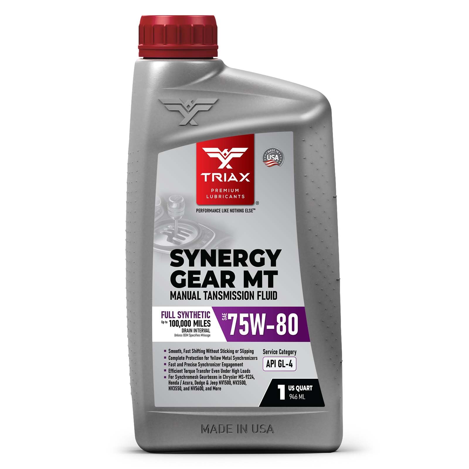 TRIAX Synergy Gear Max MT 75W-80 GL-4, Full Synthetic Manual Transmission and Ge