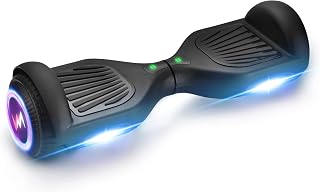 WEELMOTION 6.5" All Terrain Hoverboard with Music Speaker, LED Front Lights & LED Shining Wheels; 300W Strong Motor UL 2272 Certified Hover board with No Fall Technology, Big Battery for long lasting fun
