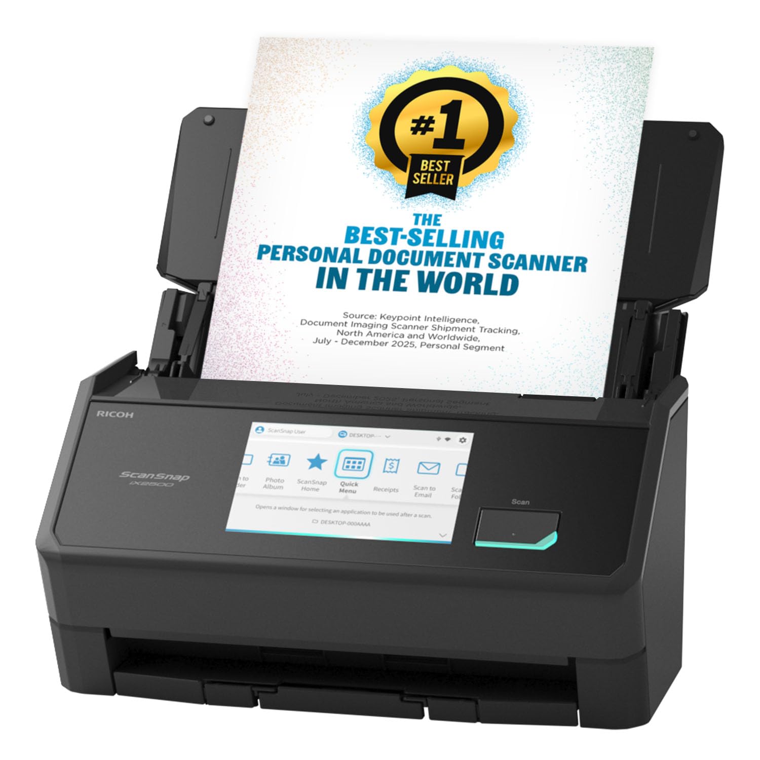ScanSnap iX2500 Wireless or USB High-Speed Document Scanner, Black | Cloud Enabl