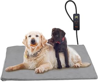 Toozey Dog Heat Pad Electric 120 * 70cm, 5 Adjustable Timer & 6 Adjustable Temperature, Safe Pet Heating Pad Mat with Crystal Velvet Cover, Waterproof, Ideal for Whelping/Puppy/Dogs and Cats, XXL