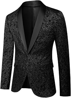 Men's Floral Paisley Tuxedo Jackets Shawl Lapel Formal 2 Piece Suit Blazer for Wedding Prom Dinner