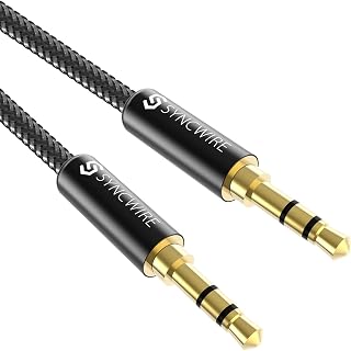 Syncwire Aux Cable 3.5mm –3.3ft/1M- Nylon Braided Aux Lead for Car, Headphone, iPhone, iPad, iPod, Samsung, MP3 Player, Smartphone, Echo Dot, Tablet, Home Stereos, Laptop and More – Black