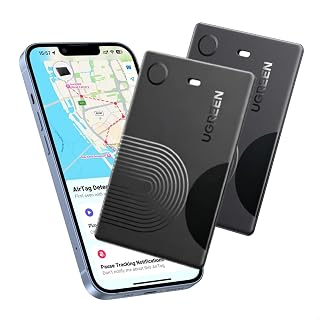 UGREEN FineTrack Slim Wallet Tracker Card 2Pack (iOS Only) 7-Year Battery | Wallet, Luggage, Suitcase Tracker, Work with Apple Find My 100dB IP68 Bluetooth Tracker Tag Smart Finder[Apple MFi Certified]