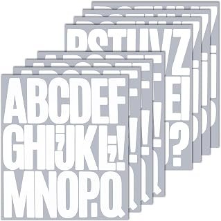 BINLINHONGO 164 Large Alphabet Stickers, 8 Sheets 3 Inch Self-Adhesive Vinyl Letters Sticker Decals for Mailboxes, Doors, Cars, Classroom Decor, Suitable for Indoor and Outdoor - White