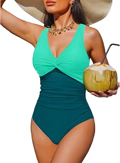 Holipick Women's Tummy Control One Piece Swimsuit - Push Up Swimsuit Full Coverage Slimming Bathing Suit