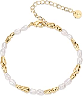 PAVOI 18K Gold Plated Beaded Freshwater Cultured Pearl Bracelet for Women | Dainty Bracelet with Pearl Beads