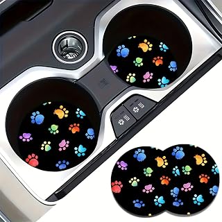 2 Pcs Glow in The Dark Car Cup Holder Coasters with Stylish Blue Feather Design, Spill Proof EVA for Car Interior and Desk Decor, Perfect Birthday and Christmas
