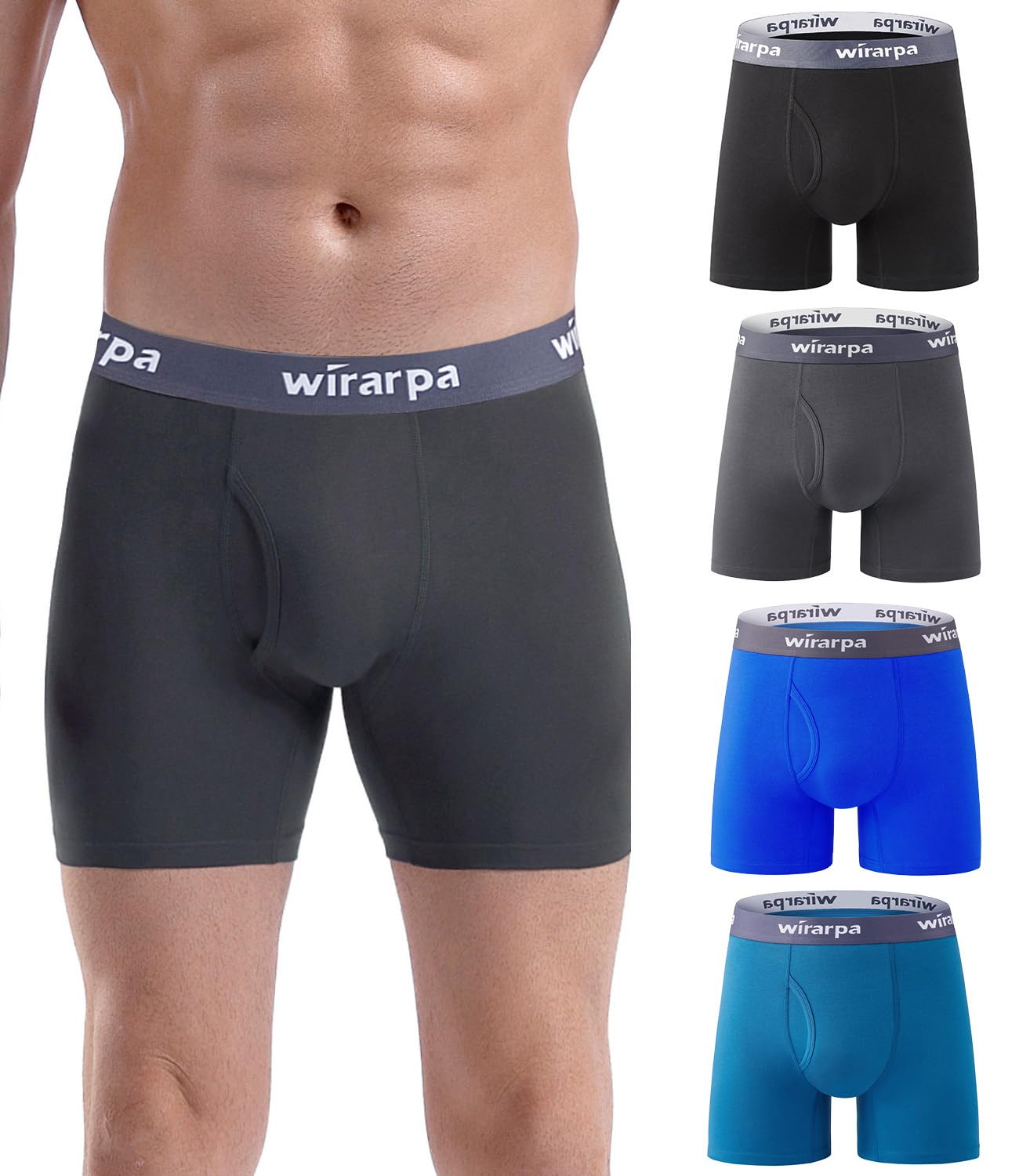 wirarpa Men's Cotton Boxer Shorts, Pack of 4, Men's Underwear, Retro Shorts, Box
