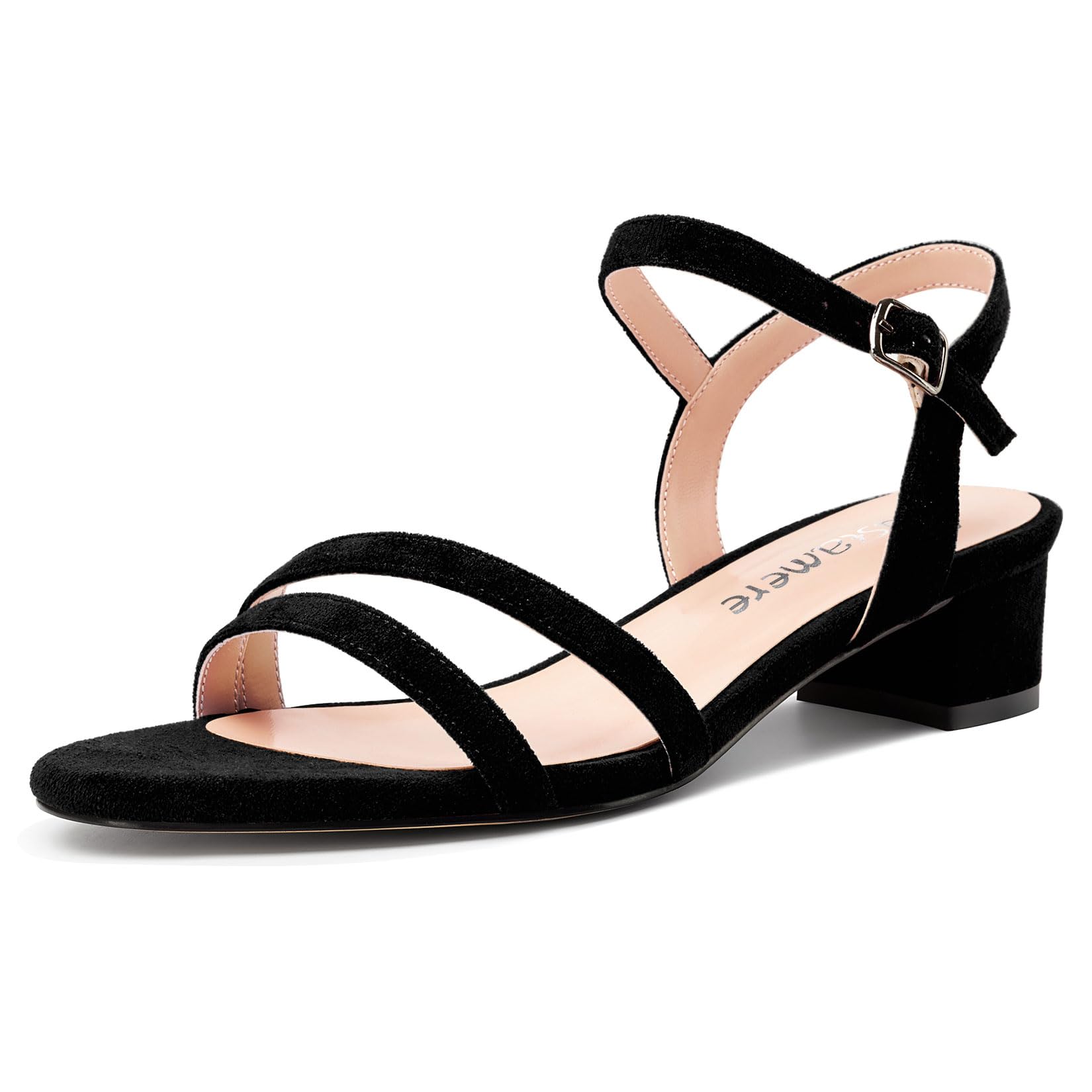 Castamere Women's Low Chunky Block Heel Kitten Heel Open Toe Cap Ankle Strap Sli