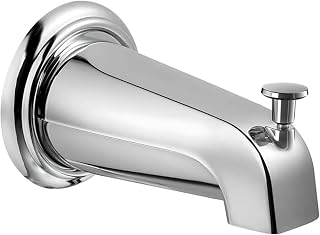 Tub Spout with Diverter, Slip on Bathtub Spout Replacement with Cover Ring Compatible with 1/2” Copper Pipe (5/8" Diameter), Universal Bath Tub Faucet Spout, Chrome