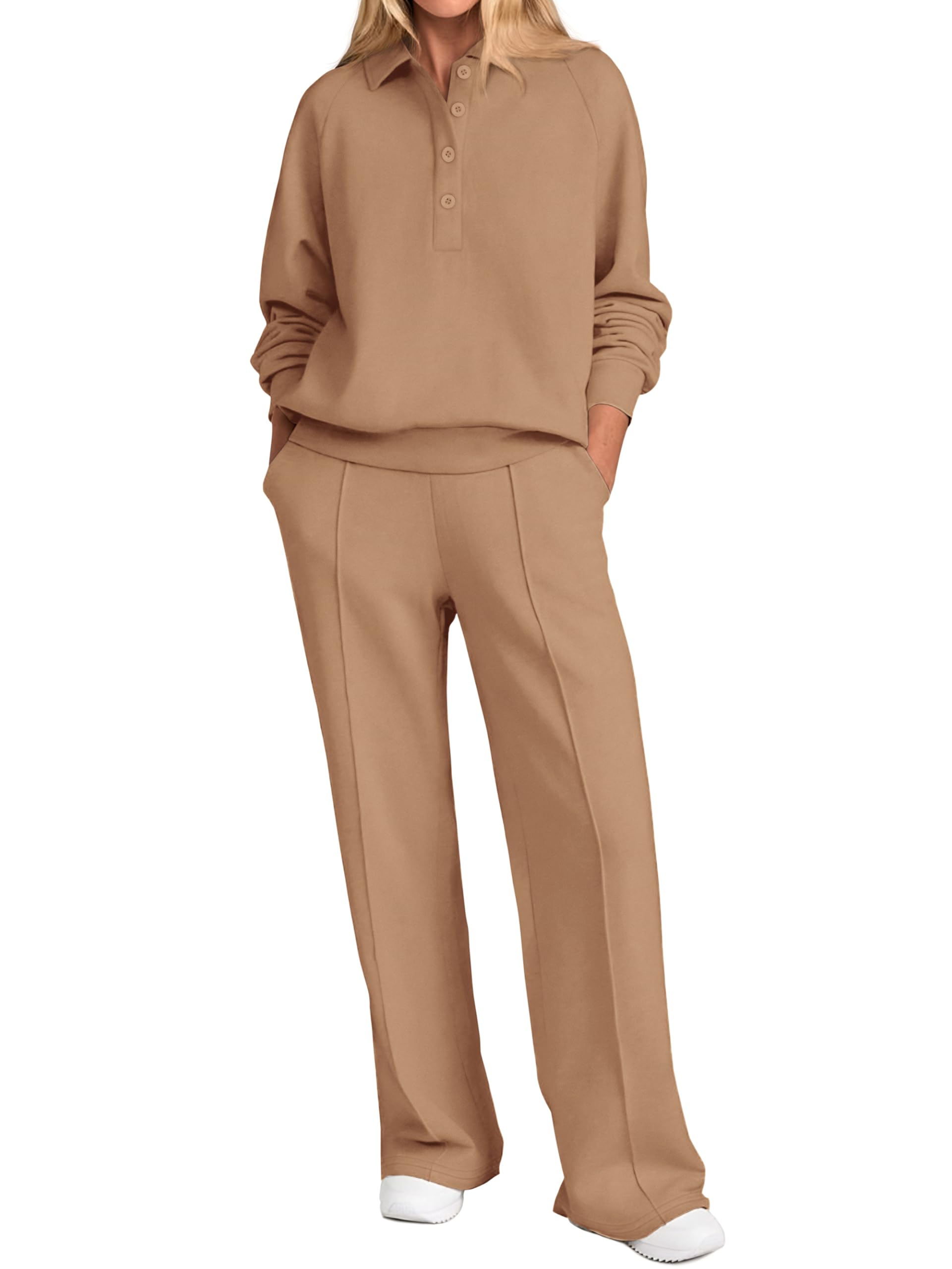 PRETTYGARDEN PC035 Women's Button Up Tracksuit