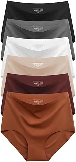 Cuweni Womens Underwear Seamless High Waisted Briefs No Show Panties 6 Pack