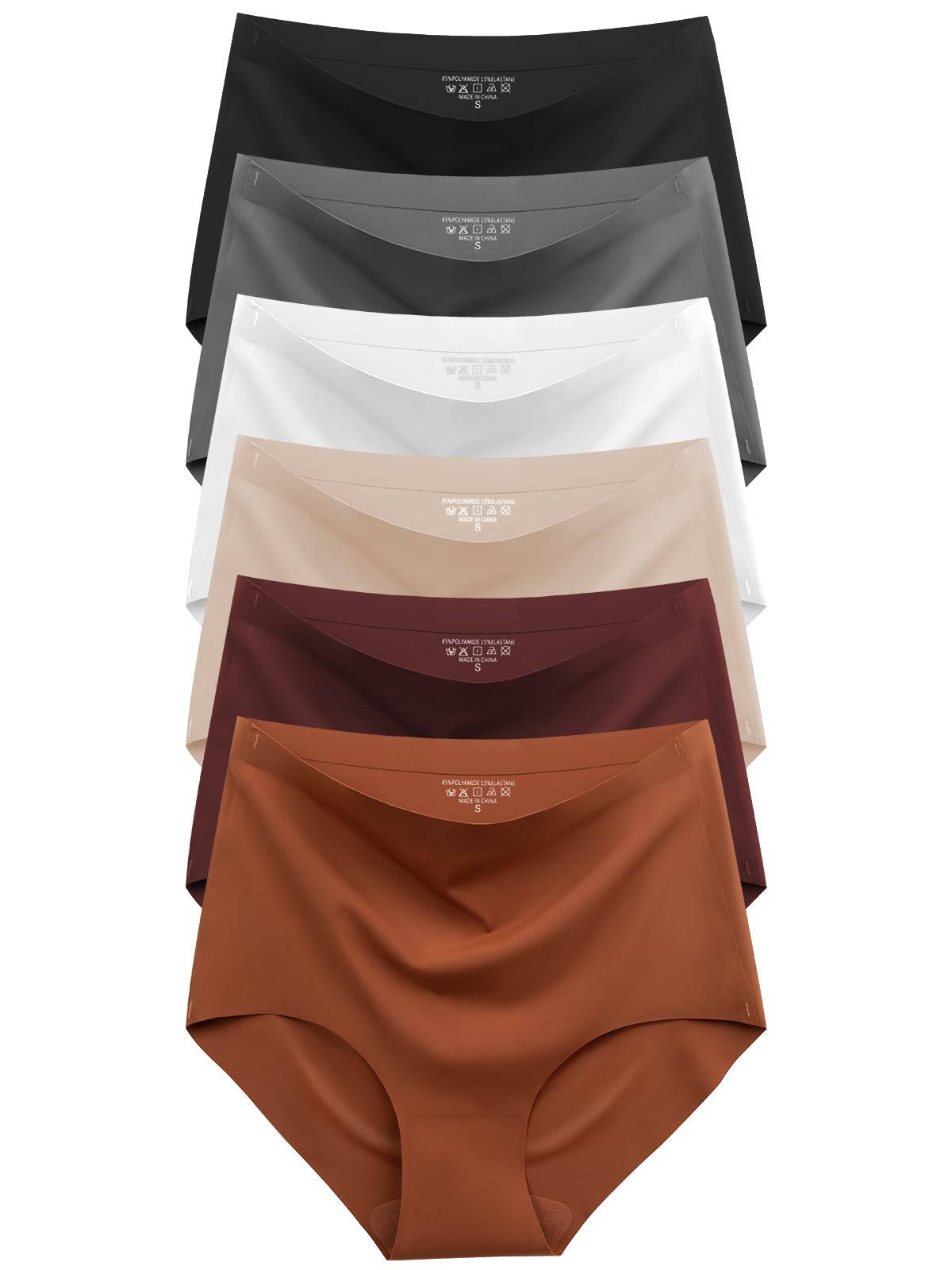 Cuweni Womens Underwear Seamless High Waisted Briefs No Show Panties 6 Pack