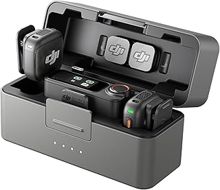 DJI Mic 3 (2 Transmitters + 1 Receiver + Charging Cradle) Wireless | Mini Microphone for iPhone/Camera/Android, Ultralight, Adaptive Gain Control, Dual Band Anti-Interference, 28 Hours Use.
