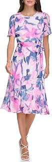 DKNY Women's V-Neck Ruffle Sleeve Dress (Pack of 1)