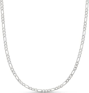 Amazon Essentials Sterling Silver Plated Figaro Chain 20", Sterling Silver