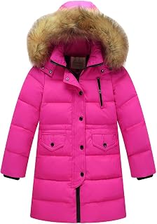 amropi Children's Boys Winter Down Jacket Padded Long Coat with Fur Hood for 2-12 Years