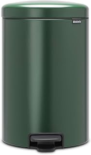 Brabantia NewIcon Pedal Trash Bin, Stainless Steel, Pine Green, 20L