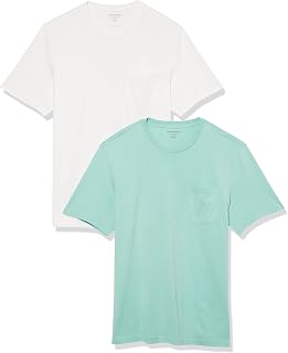 Amazon Essentials Men's T-Shirt Slim-Fit Short-Sleeved Crewneck Pocket, Pack of 2