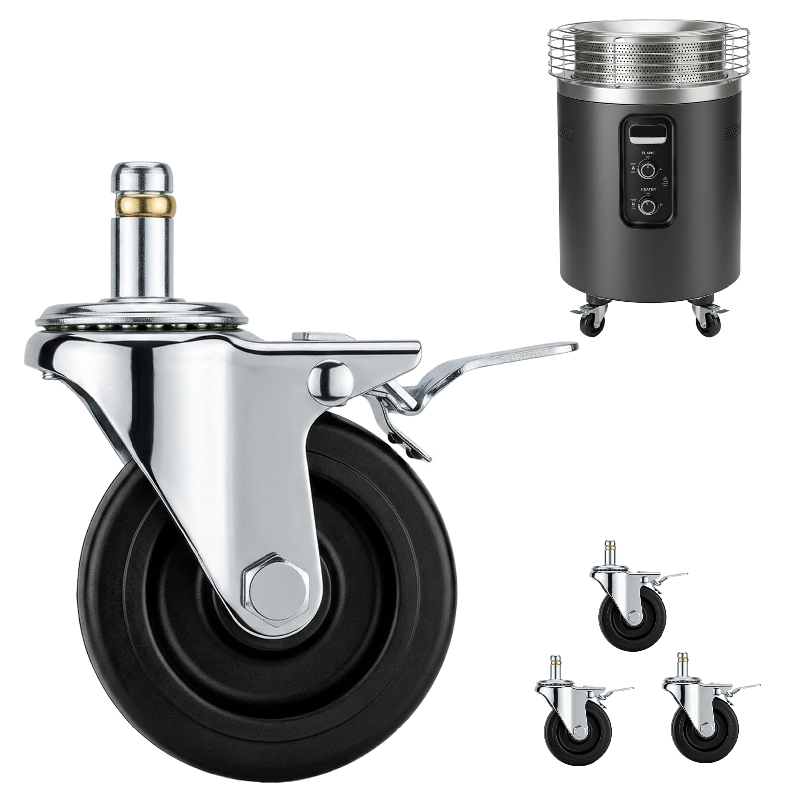 Wheels for Ninja Fireside 360 Fire Pit, Plug-and-Go, 3 Inch, Casters Only | Come