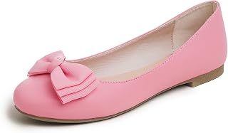 Feversole Women's Patent Round Toe Cute Bow Trim Ballet Flats, Ballerine Punta Tonda Decorate con Un Grazioso Fiocco da Donna