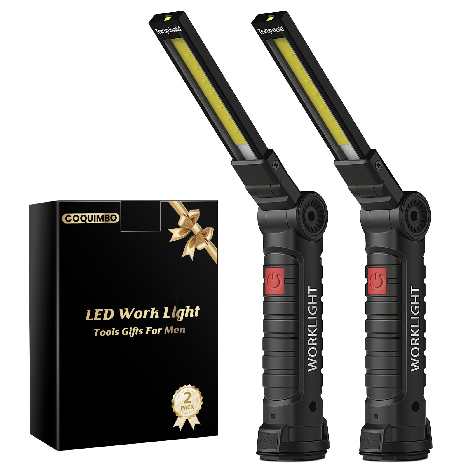 Coquimbo 2 Pack Rechargeable Work Light, Christmas Dad Gifts for Men Him | Mens 