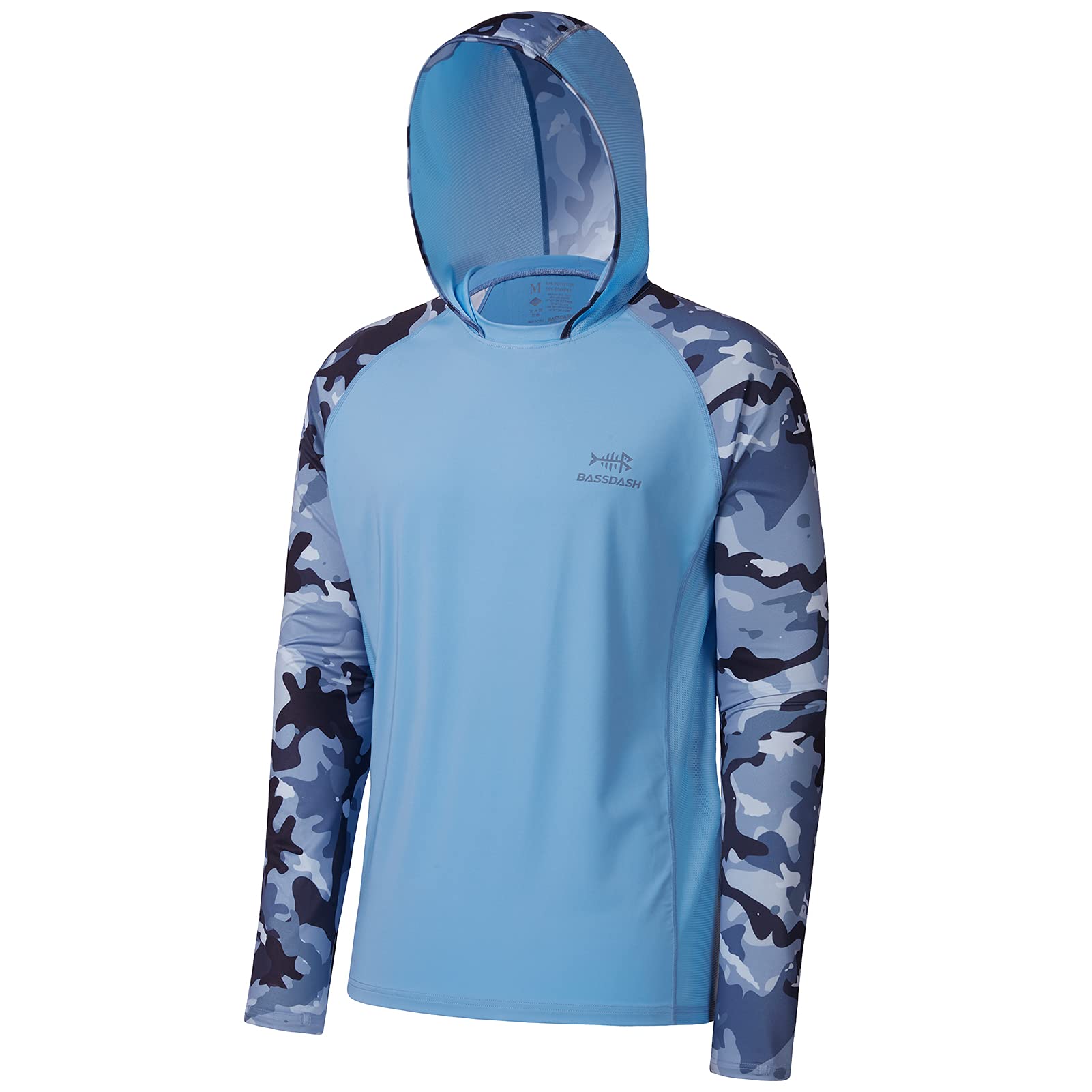 Bassdash Men’s UPF 50 Performance Fishing Shirt Cooling Hoodie Camo Long Sleeve 