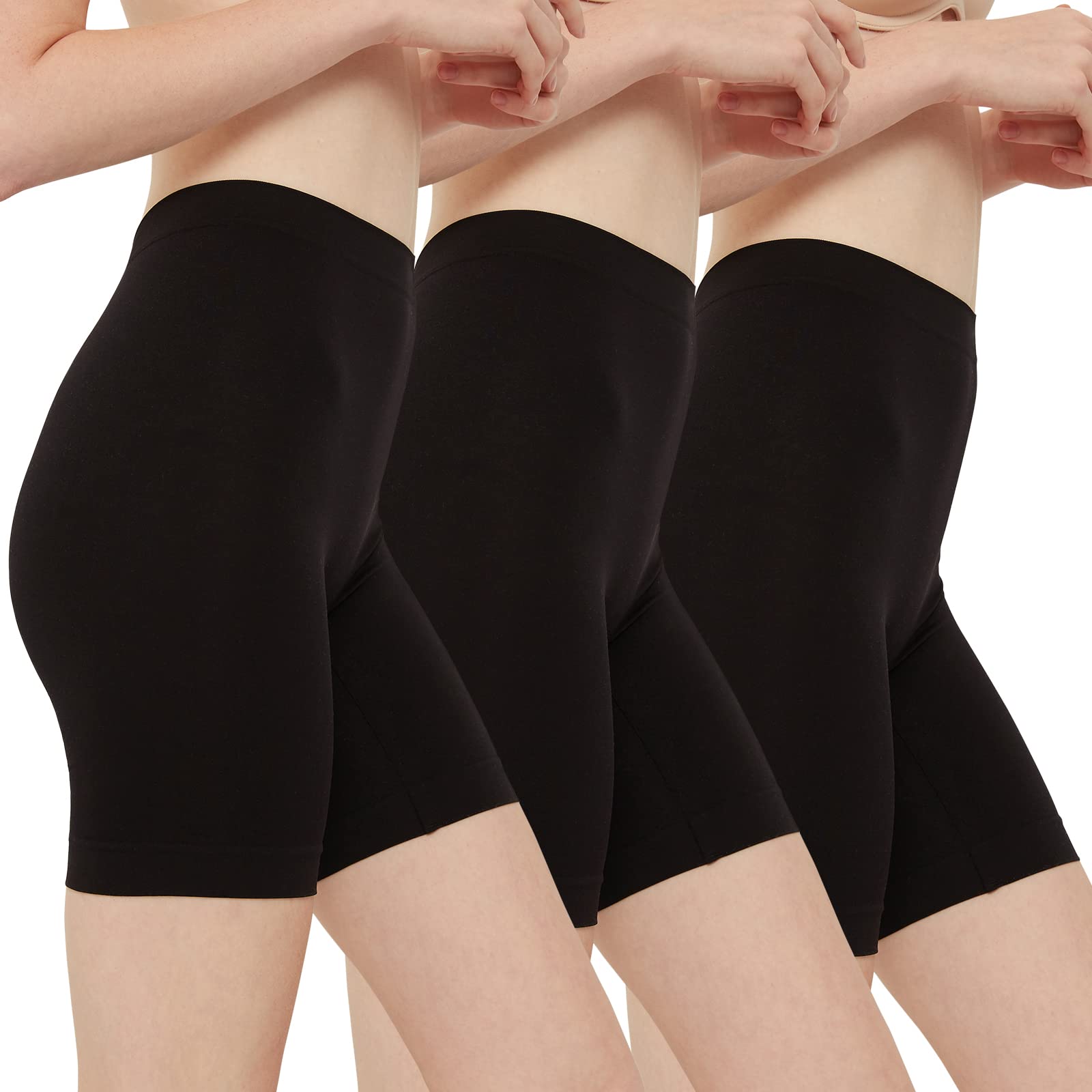 INNERSY Women's Cycling Shorts Under Dress Skirt Anti Chafing Pack of 3