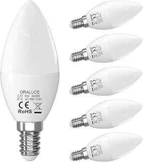 ORALUCE E12 Candelabra LED Bulb 40 Watt, 3000K Warm White B11, 6 Pack