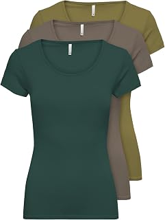 ONLY - 15209153 - Pack of 3 women's T-shirts, black or white, short sleeves, long, basic, summer T-shirts, XS, S, M, L and XL