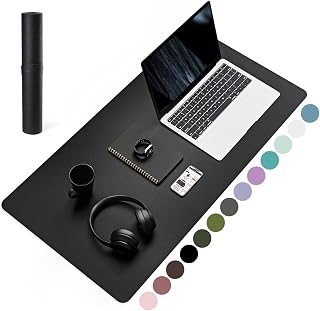 YSAGi Non-Slip Desk Mat,Large Mouse Pad,Leather Desk Pad 31.5"x15.7" Black | Keyboard Pad, Computer Mat,Waterproof PVC Desk Blotter, Easy Clean Laptop Desk Writing Mat for Office Work/Home/Decor