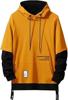 Moshtashio Men's Hoodie Colorblock Pullover Sweatshirt with Design Hip Hop