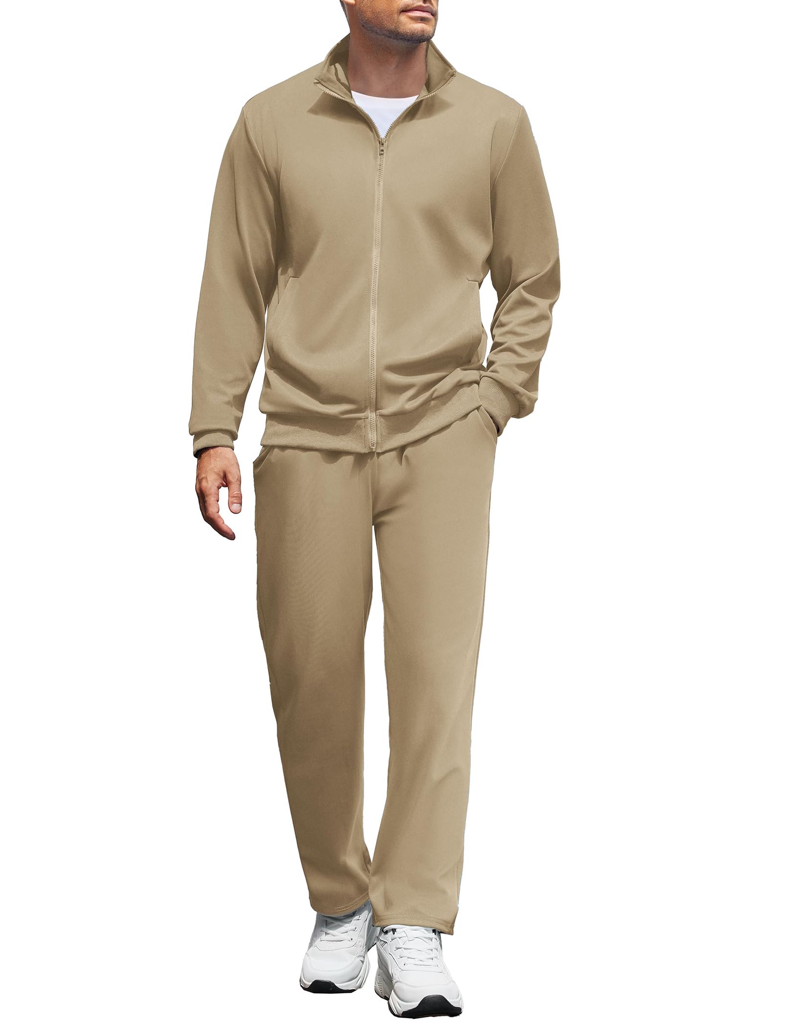COOFANDY Mens Casual 2 Piece Tracksuit Full Zip Athletic Tracksuit Jogging Set T