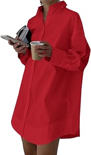LYANER Women's V Neck Casual Shirt Dress