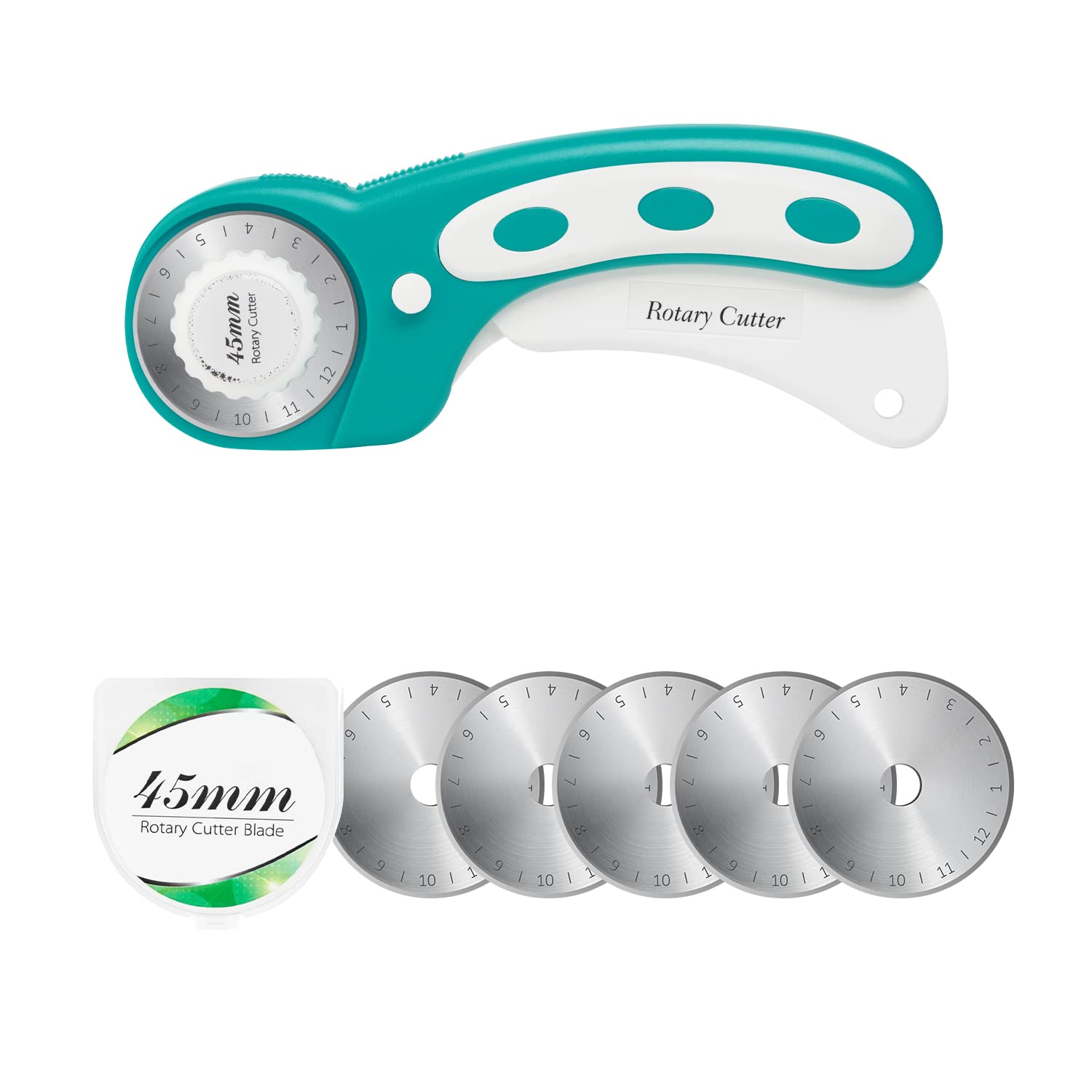 Headley Tools 45mm Rotary Cutter with 5pcs Extra Blades, Ergonomic Handle Rollin