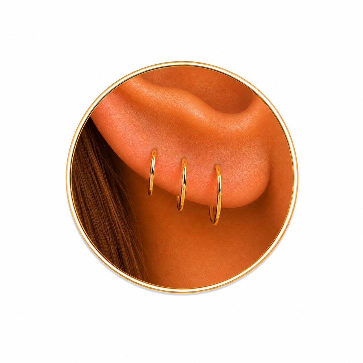 Set of 3 Gold Hoop Earrings - Small 14k Gold Filled Loop Earrings - 20 Gauge Wir