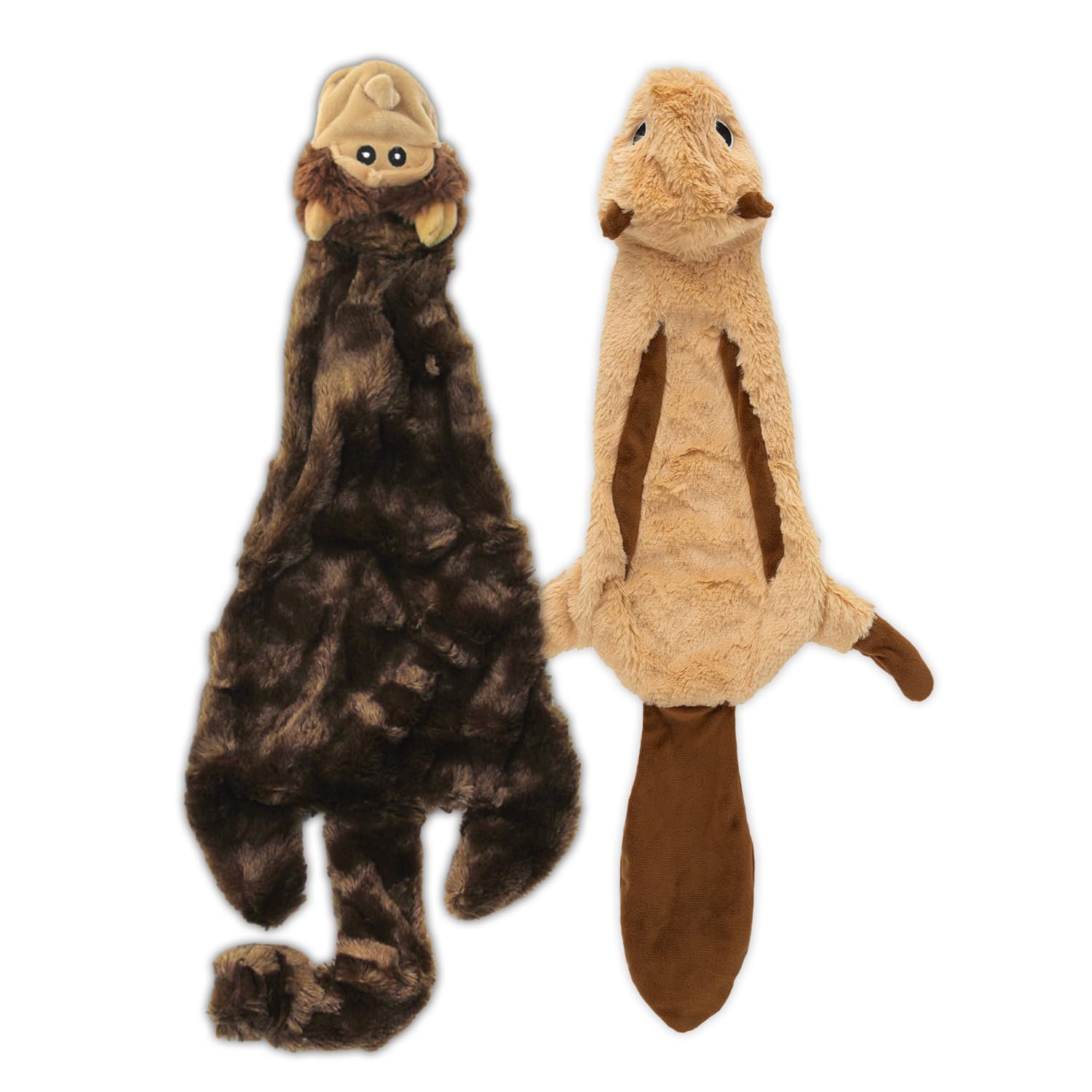 2-in-1 Stuffless Squeaky Dog Toys with Soft, Durable Fabric for Small, Medium, a