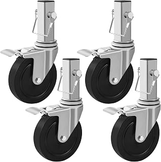 Besitu 5 inches Scaffolding Wheels Set of 4, Baker Scaffold Wheels with Dual Locking Brakes, 1-1/4" Square Tube Stem Rolling Scaffolding Caster, 440LBS Capacity Per Wheel Scaffolding Accessories