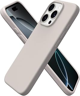 ORNARTO Cover per iPhone 16 Pro Silicone,Antiurto,Grigio Pietra