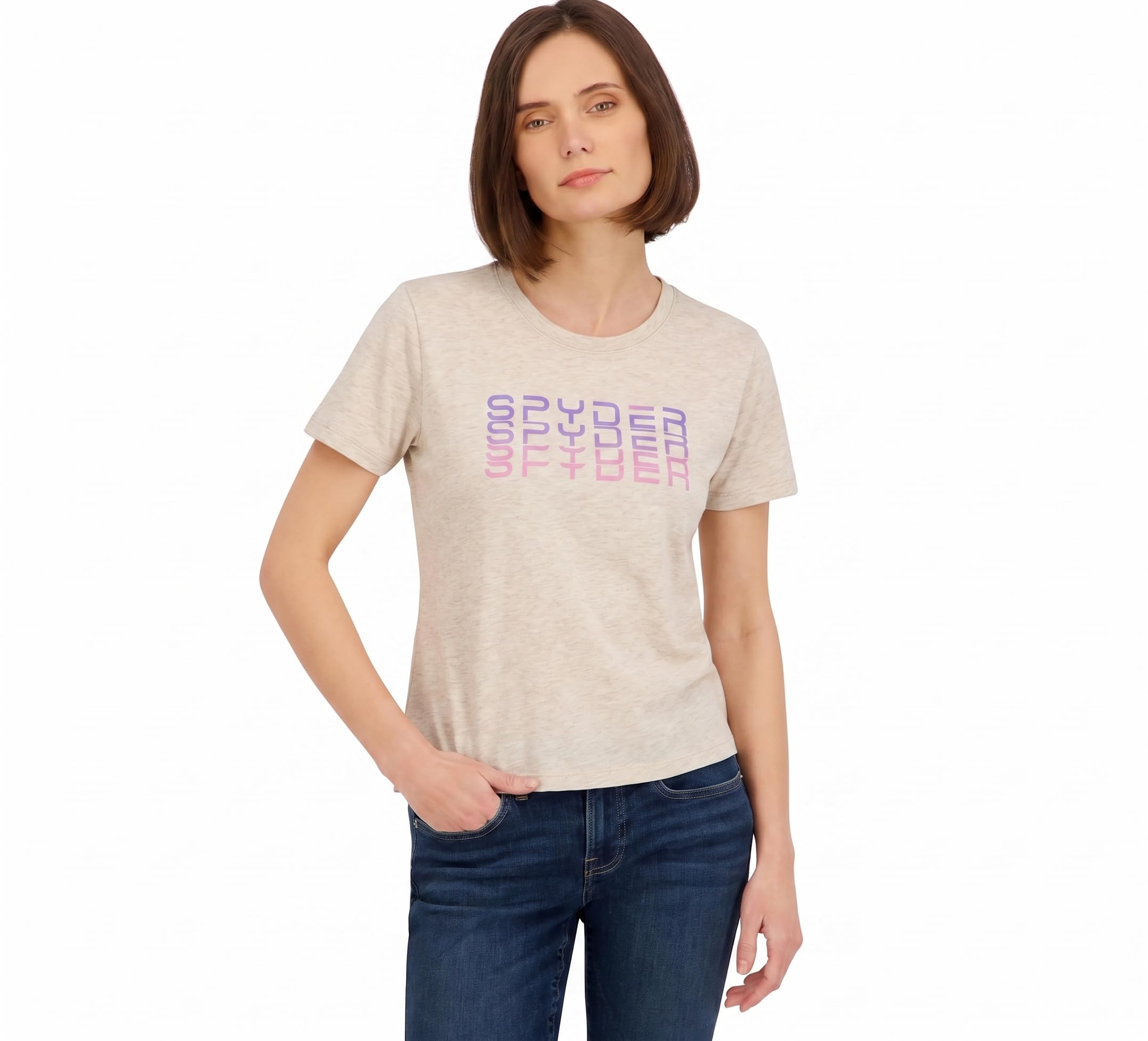 Spyder レディース ラインストーン ワードマーク グラフィック 半袖 Tシャツ