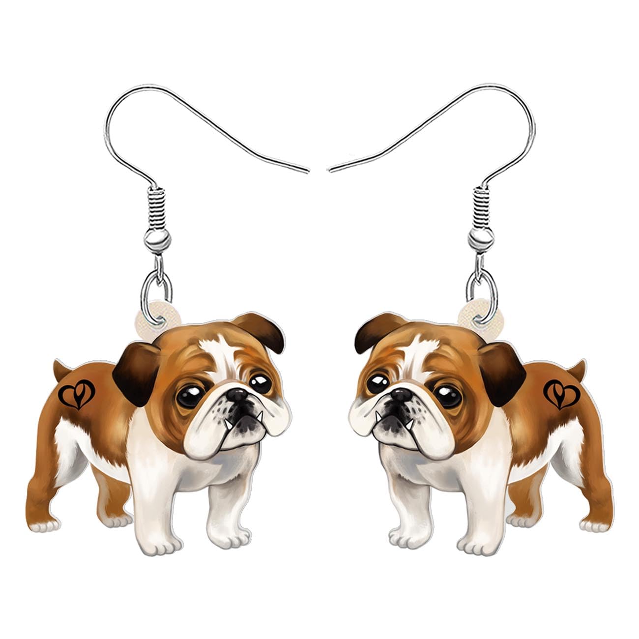 Acrylic British Bulldog Dog Dangle Earrings, Cute Gifts for Women, Pet Lovers