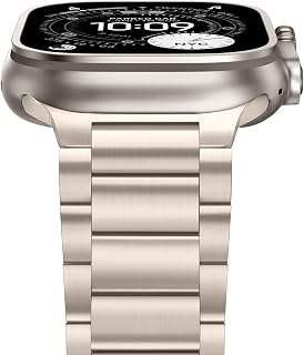 Anlinser Compatible with Apple Watch Band 49mm 46mm 45mm 44mm 42mm, Business Stainless Steel Bands for iWatch Ultra 3/2/1 SE Series 11 10 9 8 7 6-1 (Starlight)