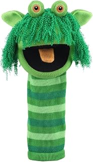 The Puppet Company Squelch ECO Sockette Hand Puppet - Eco-Friendly Swamp Monster Puppet Toy with Cheeky Smile & Squeaky Tongue - Fun for Kids & Adults - 38cm
