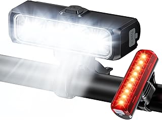 EOIWUY Bike Lights 1500LM Super Bright, Bike Lights Front and Back 2600mAh | with Wide Beam, 4+5 Modes & IP65 Waterproof Bicycle Lights, USB Rechargeable Bike Light Set for Ebike/ MTB/ Mobility Scooter