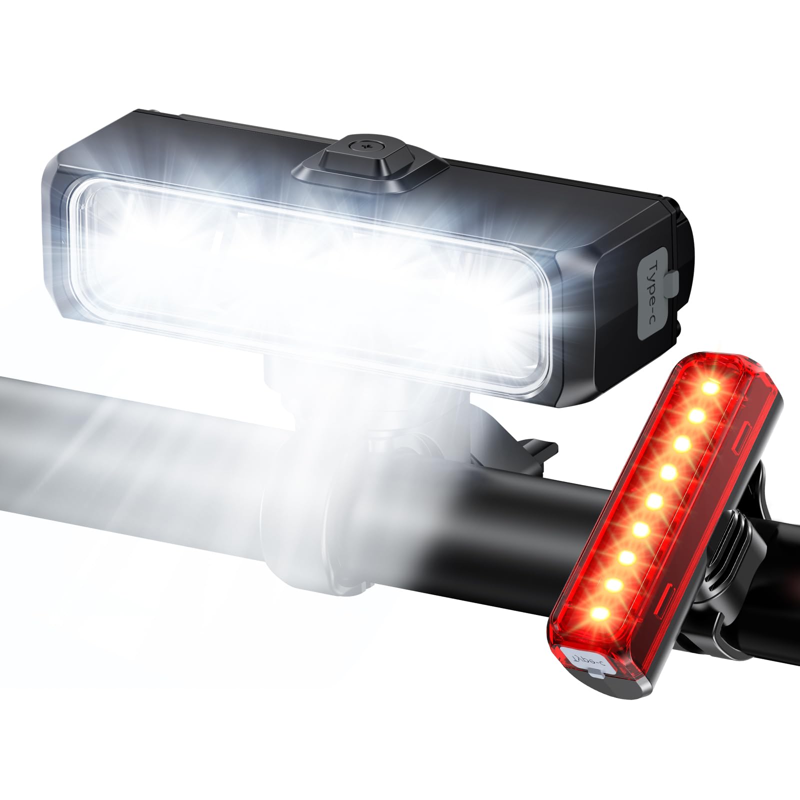 EOIWUY Bike Lights 1500LM Super Bright, Bike Lights Front and Back 2600mAh | wit