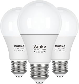 Vanke E27 Screw Bulb, 9W(60W Equivalent), Warm White 2700K, Pack of 3 | ES A60 LED Bulbs, Large Screw in Light Bulb, 806 Lumen, Save 85% Energy, Non-Dimmable