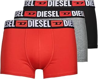 Diesel Men's UMBX-DAMIEN 3-Pack Boxer Briefs- Red/Grey