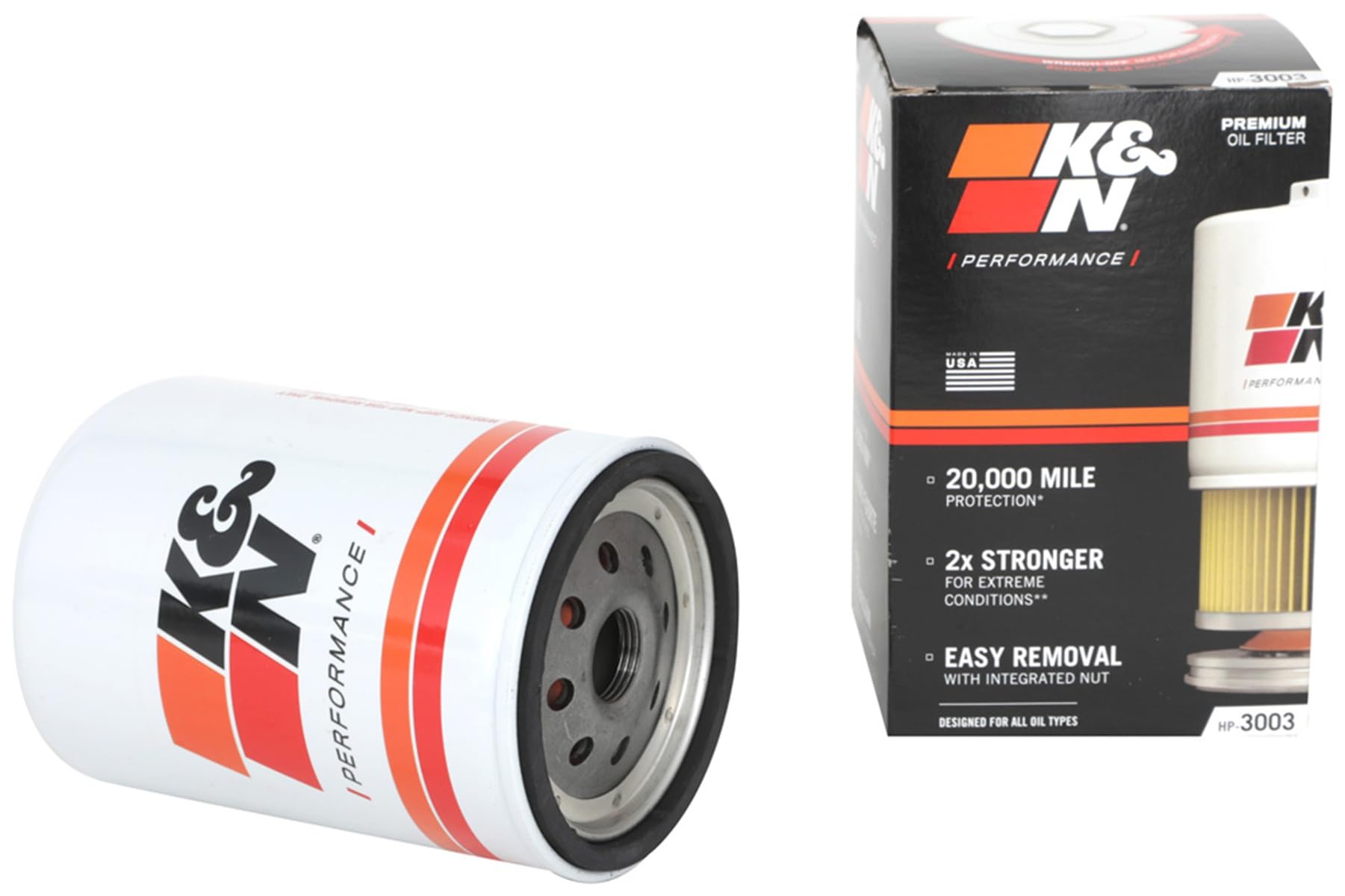 K&N Oil Filter: 20,000 Mile Engine Protection with Wrench Off Nut, HP-3003 | Com